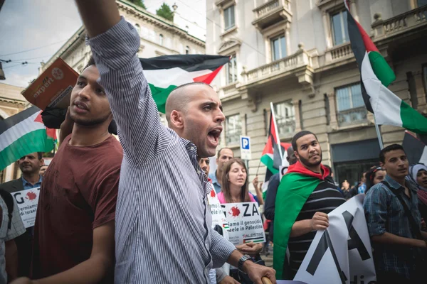 Manifestação pró-palestina em milão em 26 de julho de 2014 — Fotografia de Stock