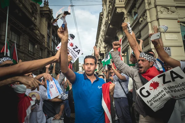 Manifestación pro palestina en milan el 26 de julio de 2014 — Foto de Stock