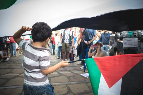 Propalestinní manifestace v milánštině v červenci, 26 2014 — Stock fotografie