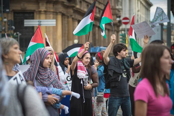 Manifestación pro palestina en milan el 26 de julio de 2014 —  Fotos de Stock