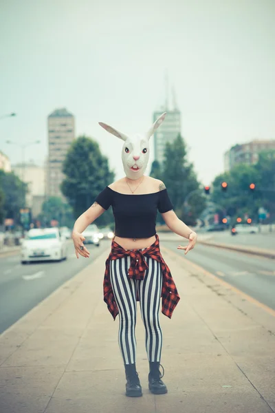 Rabbit mask woman — Stock Photo, Image