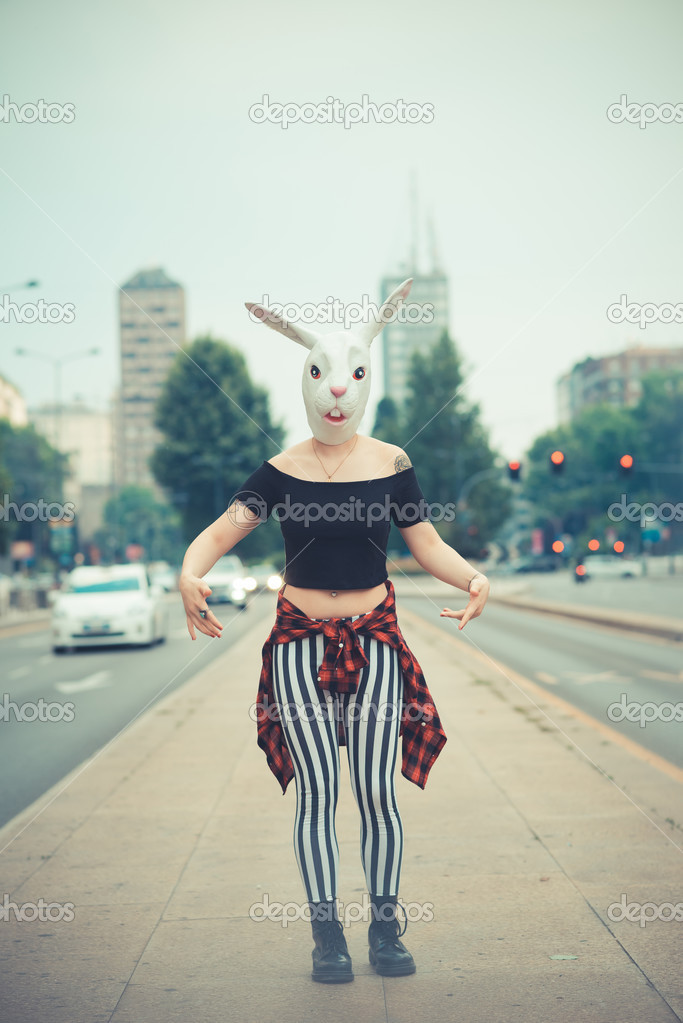 rabbit mask woman 