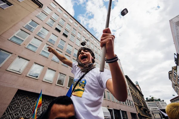 Milan Italy April 2022 People Took Streets Milan Celebrate Anniversary — стокове фото