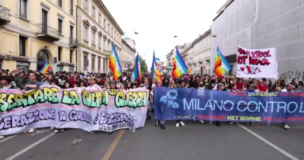 Milan Italy April 2022 People Took Streets Milan Celebrate Anniversary — Video Stock