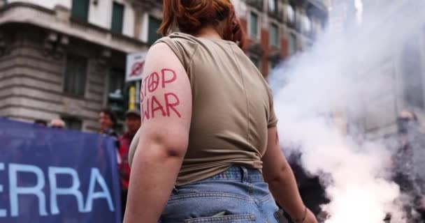 Milan Italy April 2022 People Took Streets Milan Celebrate Anniversary — стоковое видео