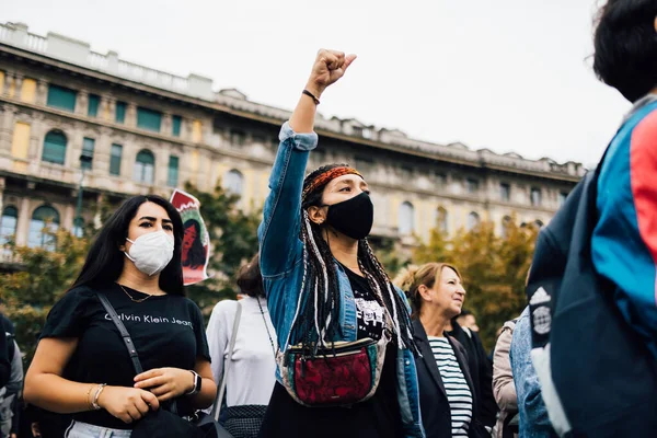 Milan Talya Eylül 2022 Protestocular Mahsa Amini Nin Ölümünden Sonra — Stok fotoğraf