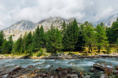 İtalya 'da güzel Val D' Aosta nehri akıyor.