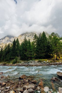 İtalya 'da güzel Val D' Aosta nehri akıyor.