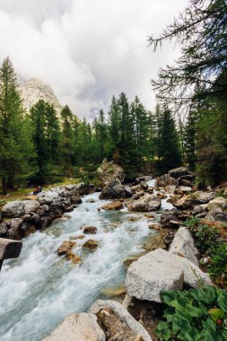 İtalya 'da güzel Val D' Aosta nehri akıyor.