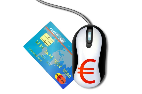 Ratón con tarjeta de crédito — Archivo Imágenes Vectoriales