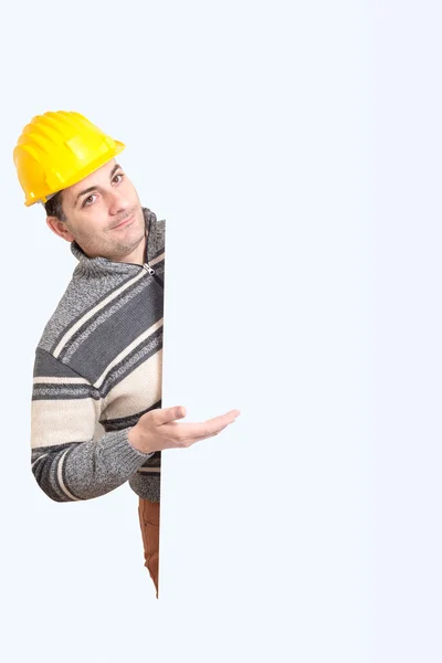 Engineer with a helmet on his head — Stock Photo, Image