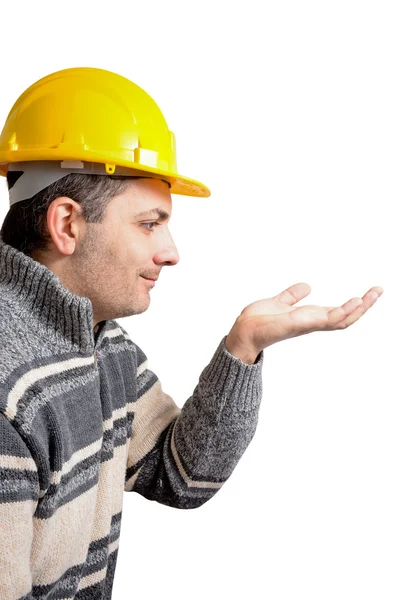 Engineer with a helmet on his head — Stock Photo, Image