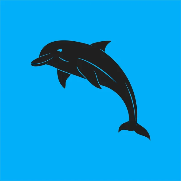 ロゴやアイコンのデザインのためのイルカのシルエット 平面ベクトル図 — ストックベクタ