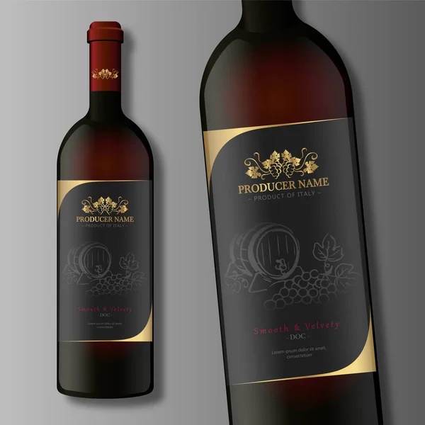 Premium Quality Set Etichette Vino Rosso Bianco Design Pulito Moderno — Vettoriale Stock