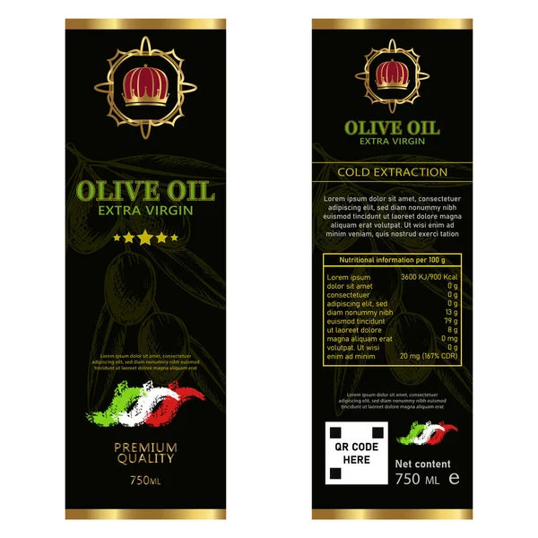 Huile Olive Extra Vierge Naturelle Bouteilles Verre Réalistes Avec Des — Image vectorielle