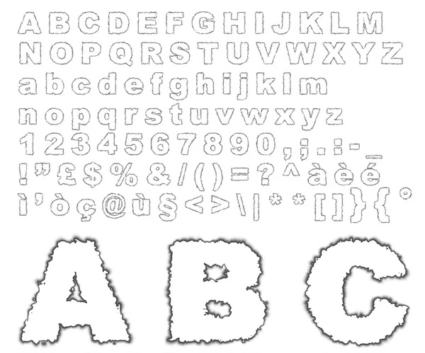 Burnt pergamin alfabet — Zdjęcie stockowe
