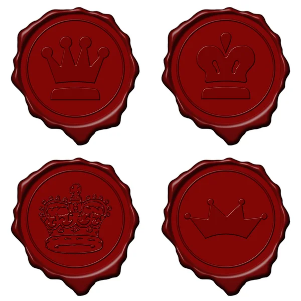 Rei coroa coleção selo de cera — Fotografia de Stock