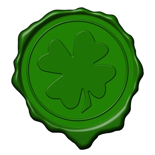 Shamrock green wax seal — Stock Photo, Image