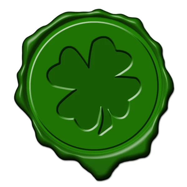 Shamrock green wax seal — Stock Photo, Image