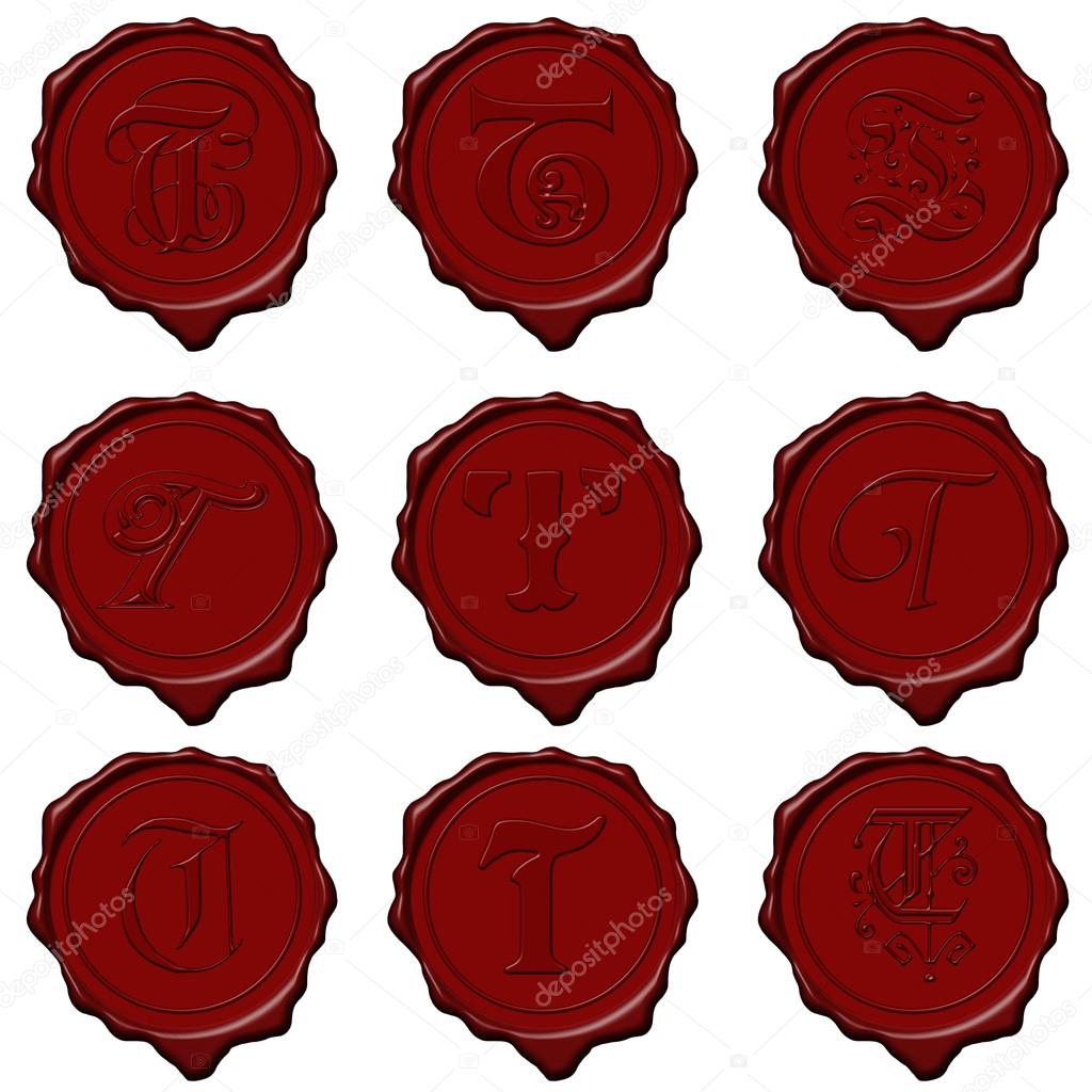 Wax seal alphabet letters - T