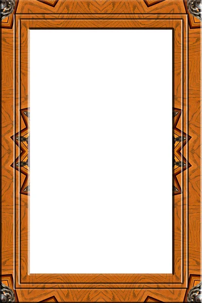 Decorated wood portrait frame — Stock Photo, Image