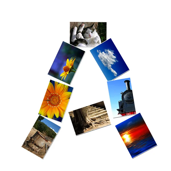 Alfabeto collage fotografico - A — Foto Stock