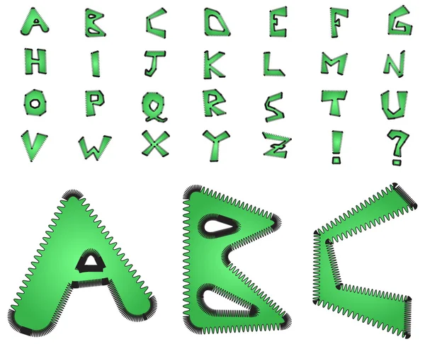 Elektriska zig zag alfabetet - grön — Stockfoto