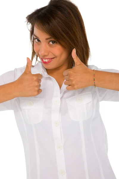 Teenage girl with thumbs up — Stock Photo, Image