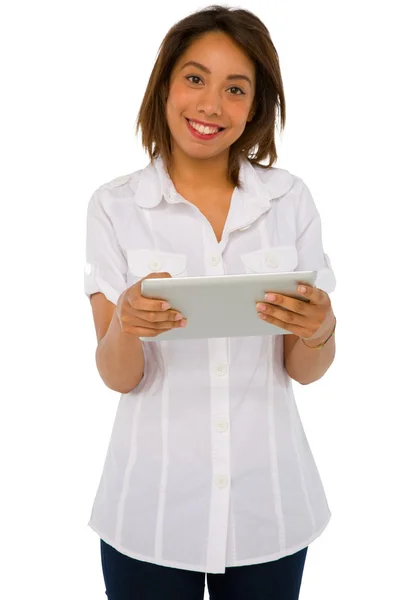 Teenage girl using tablet — Stock Photo, Image