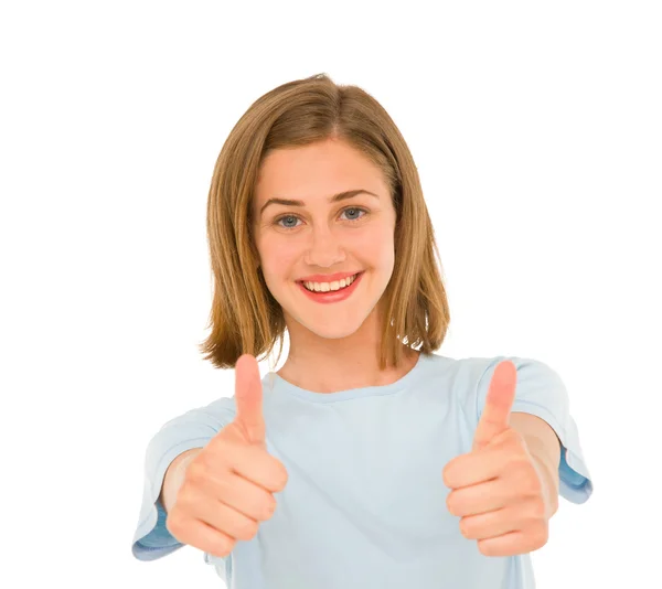 Teenage girl with thumbs up — Stock Photo, Image