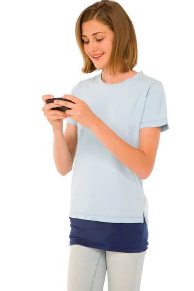 Teenage girl with smartphone — Stock Photo, Image