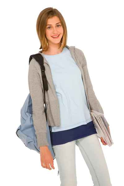 Dospívající dívka s batohem — Stock fotografie
