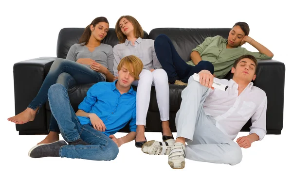 Adolescentes durmiendo en el sofá — Foto de Stock