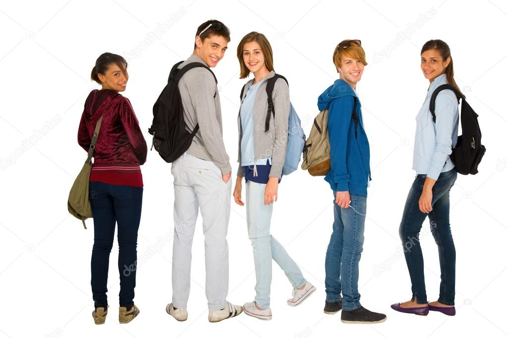 Teenage students with backpack