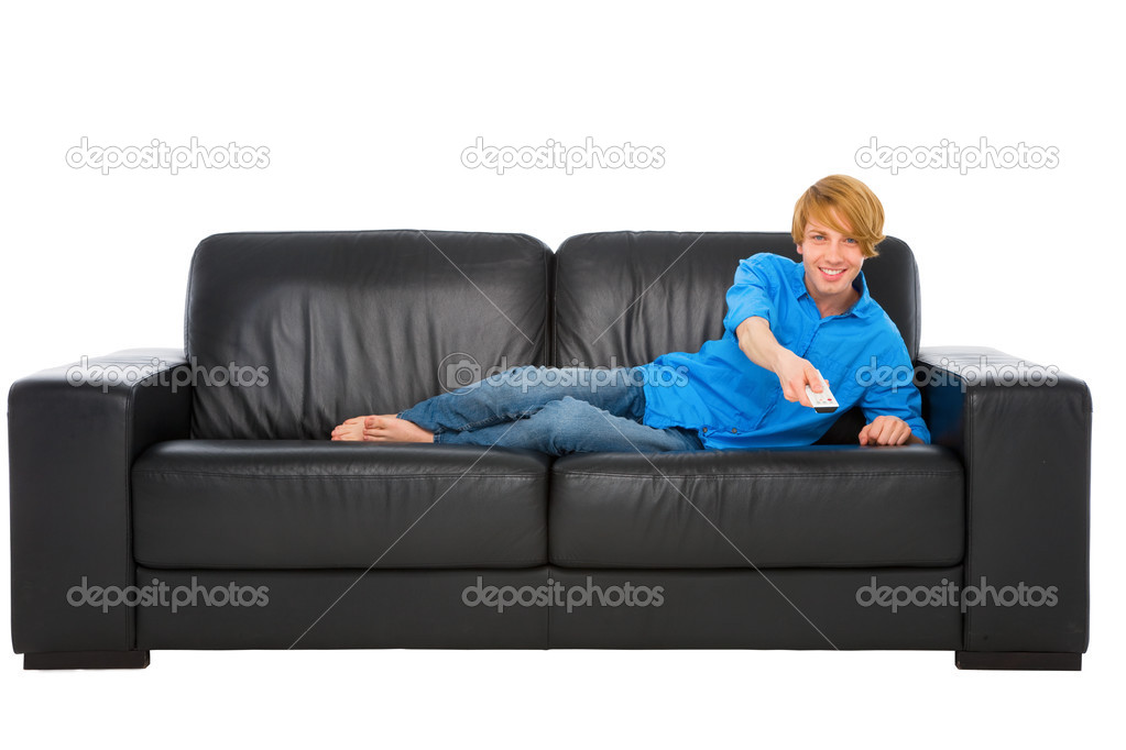 Teenage boy watching tv