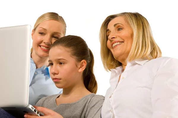 Familia usando pc tableta — Foto de Stock