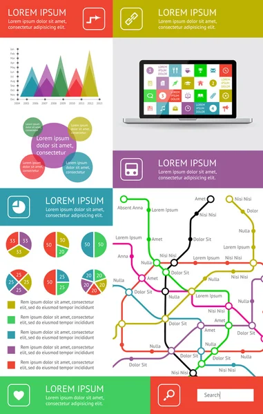 UI, infographics en web elementen met inbegrip van platte ontwerp — Stockvector