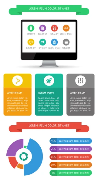 Ui, infographics and web elements including flat design — Stock Vector