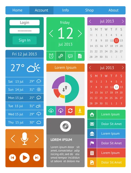 Ui, Infografiken und Webelemente einschließlich flachen Designs — Stockvektor