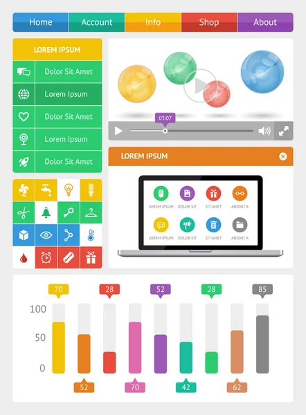 Ui, infographics and web elements including flat design — Stock Vector