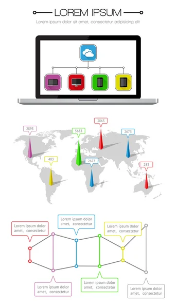 Ui, infografías y elementos web incluyendo diseño plano — Vector de stock