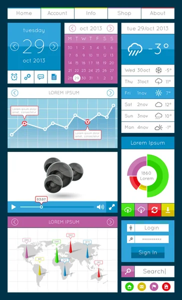 UI, infographics och webb-element — Stock vektor