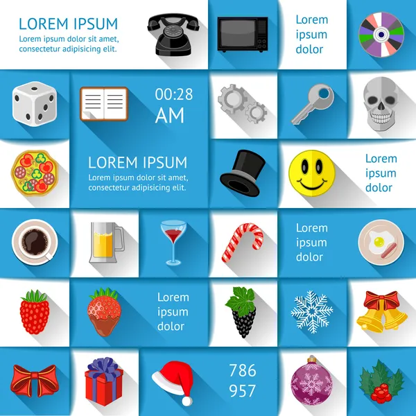 Kullanıcı arabirimi, infographics ve web öğelerinin düz tasarımı da dahil olmak üzere — Stok Vektör