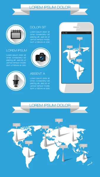 Ui, infografías y elementos web incluyendo diseño plano — Archivo Imágenes Vectoriales