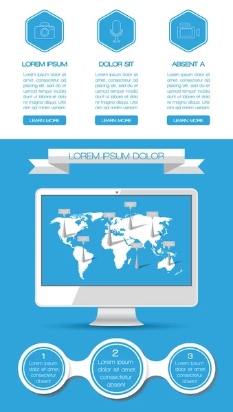 Ui, infografiche ed elementi web, compreso il design piatto — Vettoriale Stock