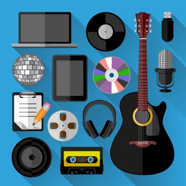 Müzik simgeler paketi. düz tasarım