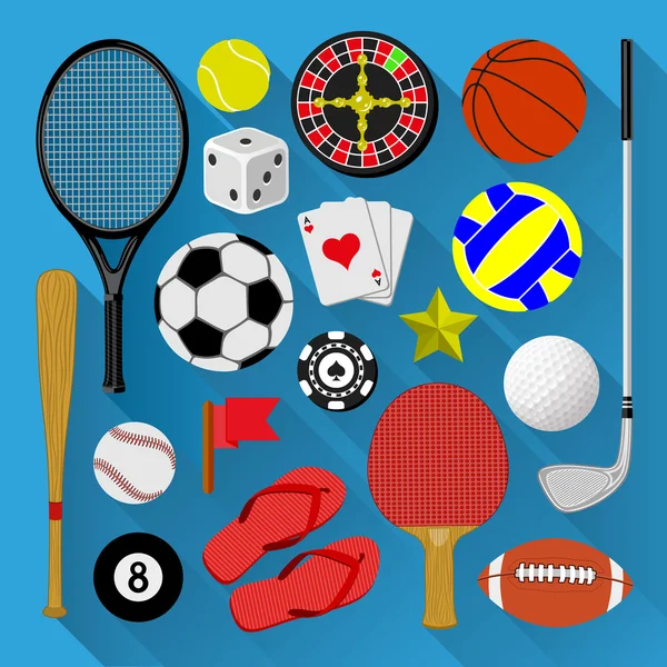 Paquete de iconos planos. Concepto de deporte y recreación — Vector de stock