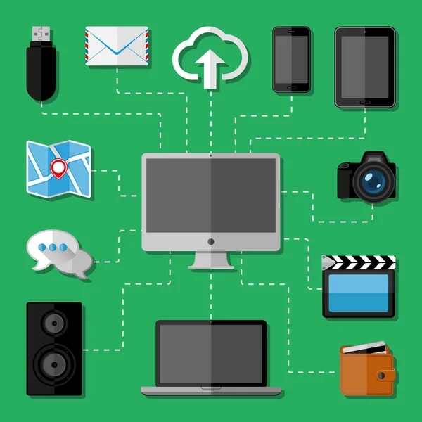 Concepto de almacenamiento en nube. Diseño plano — Archivo Imágenes Vectoriales