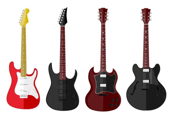 Set of isolated guitars. Flat design — Stock Vector