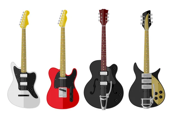 Set of isolated vintage guitars — Stock Vector